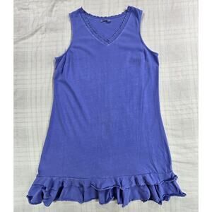 Fresh Produce Women's Dress Sleeveless Lettuce Neckline Ruffled Hem Indigo 1X